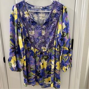 Vibrant Floral V-Neck Blouse